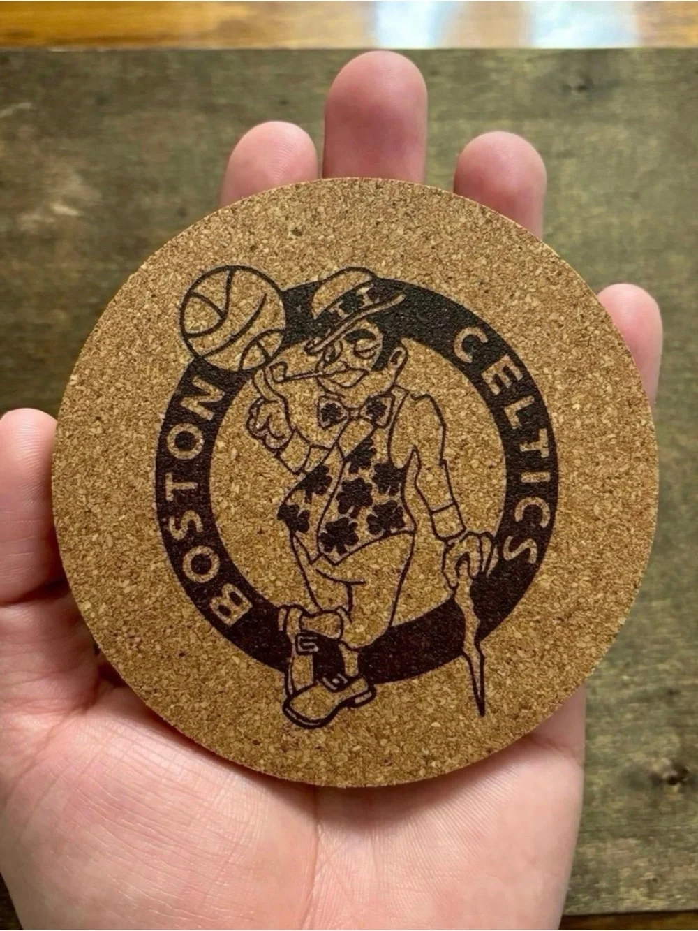 Boston Celtics Logo Laser Engraved Cork Coaster Bundle of 4